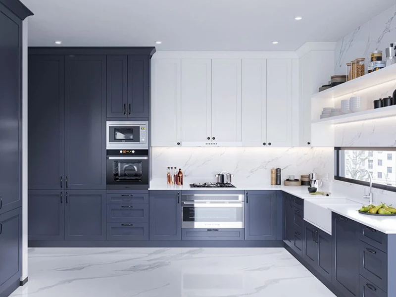 : رنگ آبی بهترین رنگ کابینت نئو کلاسیک 