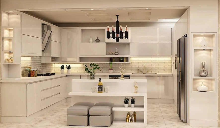 کابینت دوطرفه با نور پردازی های داخلی
