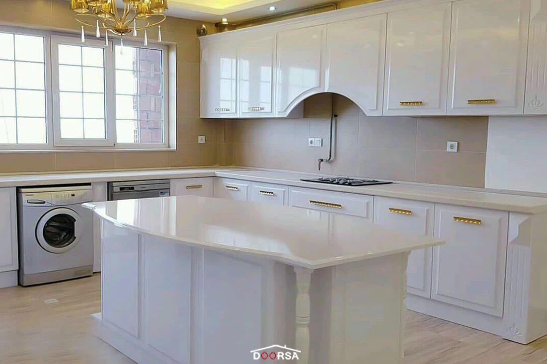 کابینت نئوکلاسیک سفید صدفی​