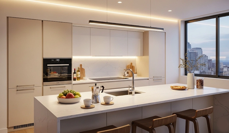 ست کردن کابینت سفید با رنگ کرم