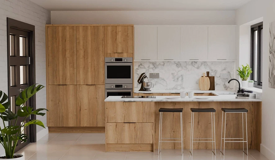 کابینت آشپزخانه کوچک طرح چوب